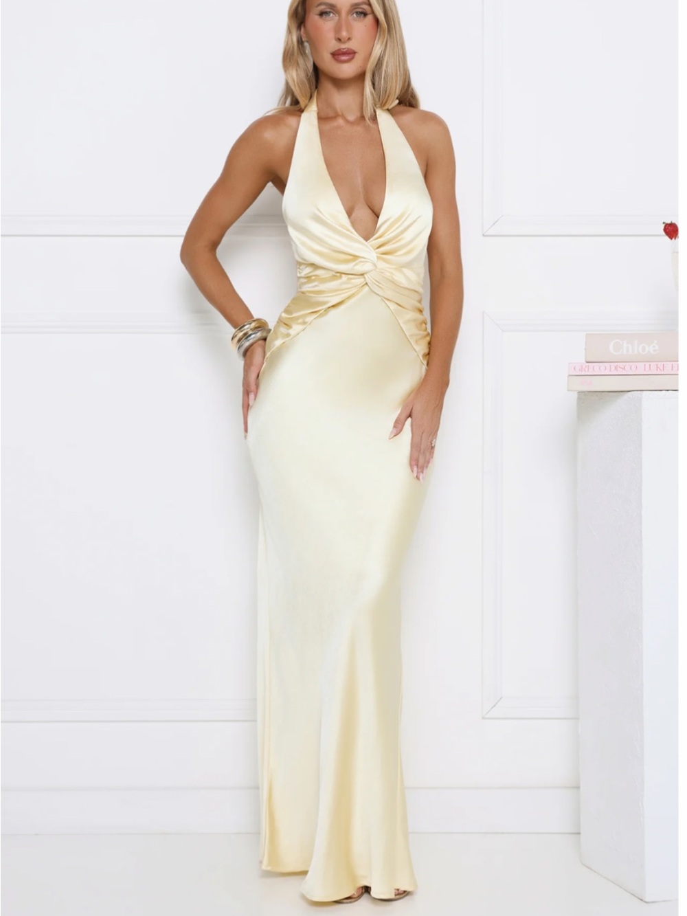 Hello Molly butter yellow satin maxi
